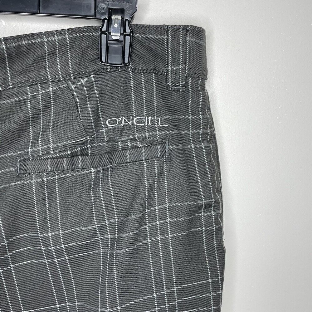 O'NEILL Shorts Mens 34 x 11 Gray Plaid Flat Front Chino Casual Skate Surf - Picture 5 of 7